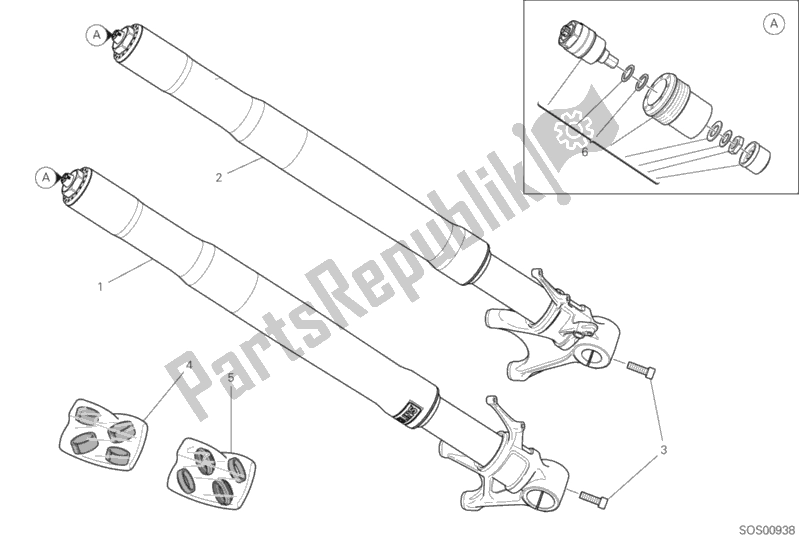 Toutes les pièces pour le Fourche Avant du Ducati Superbike Panigale V4 S USA 1100 2019